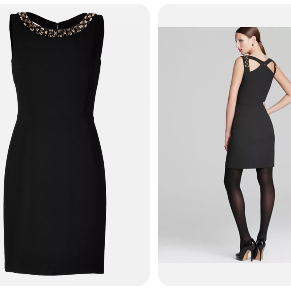 NWT DKNY Cut Out Studded Beaded Sheath Dress - Picture 3 of 6